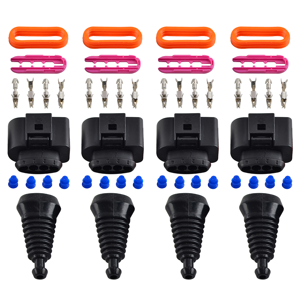 4x Stecker 4-polig Reparatursatz für VW 1J0973724 Skoda Seat Zündspule Crimp