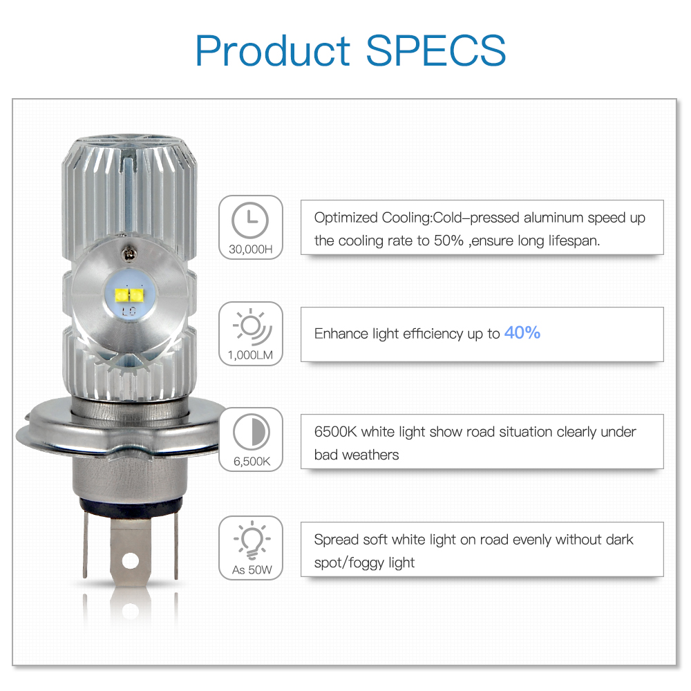 H4 HS1 LED Motorrad Scheinwerfer Birnen Fernlicht